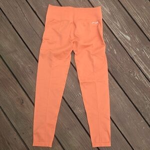 Bright Orange- Ruched- Booty- Leggings- Size Medium